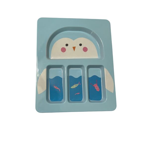 Target Kids Divided Plates Lot of 2  Penguin Tray & Purple Cat Plate BPA-Free - Picture 3 of 3